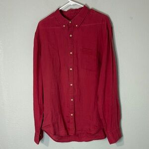 Lucky Brand Red Linen Button Down Shirt L